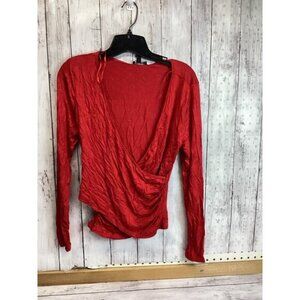 Secret Charm Red Long Sleeve Women Wrap Top Size Medium NWT